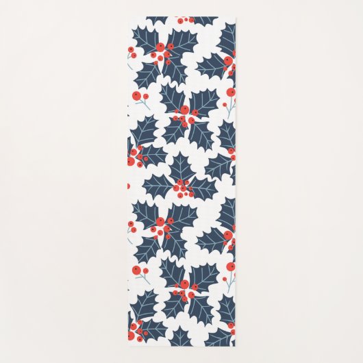 Holly berry op wit yogamat (Voorkant)