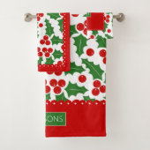 Holly berry patroon, scalloped grenst Kerstmis Bad Handdoek (Insitu)