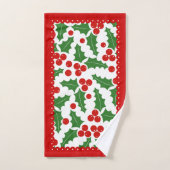 Holly berry patroon, scalloped grenst Kerstmis Bad Handdoek (Handdoek)