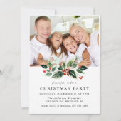 Holly Berry PHOTO Holiday Christmas Party Kaart (Voorkant)
