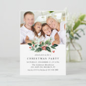 Holly Berry PHOTO Holiday Christmas Party Kaart (Staand voorkant)