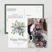 Holly Berry Photo Kerstfeestay Briefkaart (Voorkant / Achterkant)