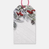 Holly Berry Pine Branch Rustieke Kerstvakantie Cadeaulabel (Achterkant)