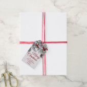 Holly Berry Pine Branch Rustieke Kerstvakantie Cadeaulabel (Met Touw)