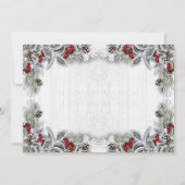 Holly Berry Pine Cones Branch HOLIDAY DINNER Kaart (Achterkant)