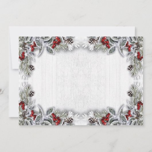 Holly Berry Pine Cones Branch HOLIDAY DINNER Kaart (Achterkant)