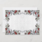 Holly Berry Pine Cones Branch Kerstparty Kaart (Achterkant)