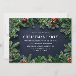 Holly Berry Pine Cones Branch Kerstparty Kaart