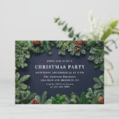 Holly Berry Pine Cones Branch Kerstparty Kaart (Staand voorkant)