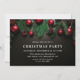 Holly Berry Pine Cones Branch Kerstparty Kaart