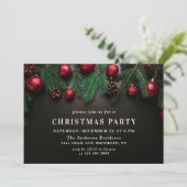 Holly Berry Pine Cones Branch Kerstparty Kaart (Staand voorkant)
