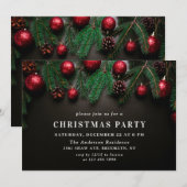 Holly Berry Pine Cones Branch Kerstparty Kaart (Voorkant / Achterkant)