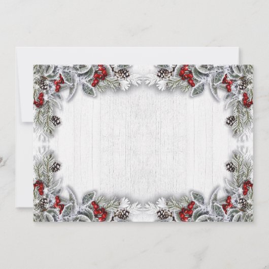 Holly Berry Pine Cones kerst Open House Kaart (Achterkant)
