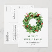 Holly Berry Pine Cones kerst Wreath Briefkaart (Voorkant / Achterkant)