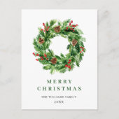 Holly Berry Pine Cones kerst Wreath Briefkaart (Voorkant)