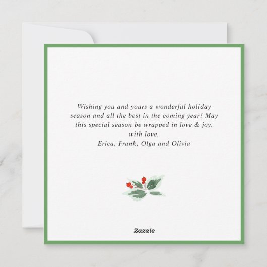 Holly Berry Pine Cones kerst Wreath Feestdagenkaart (Achterkant)