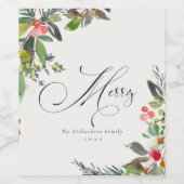 Holly Berry Pine Red Green kerst Wijn Etiket (Enkel label)