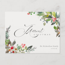 Holly Berry Pine Red Green Merriest Kerstmis