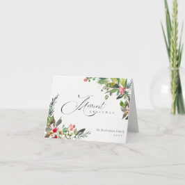 Holly Berry Pine Red Green Merriest Kerstmis Feestdagen Kaart