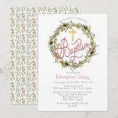 Holly | Berry Pine Wreate Kerstmis Invi Kaart (Voorkant / Achterkant)