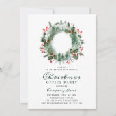 Holly Berry Pine Wreath Corporate Kerstparty Kaart (Voorkant)