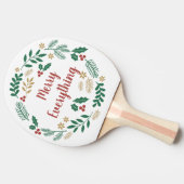 Holly Berry Pine Wreath Merry Alles foto Tafeltennisbatje (Zijkant)