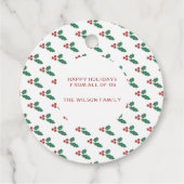 Holly Berry Pine Wreath Merry Alles Holiday Bedankjes Labels (Achterkant)