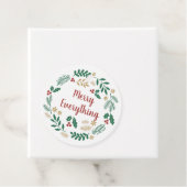 Holly Berry Pine Wreath Merry Alles Holiday Bedankjes Labels (In situ)