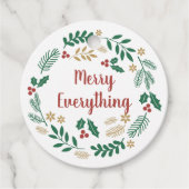 Holly Berry Pine Wreath Merry Alles Holiday Bedankjes Labels (Voorkant)
