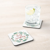 Holly Berry Pine Wreath Merry Alles Holiday Bier Onderzetter (Rechterzijde)