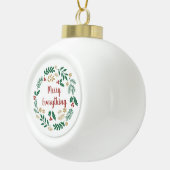 Holly Berry Pine Wreath Merry Alles Holiday Keramische Bal Ornament (Rechts)