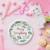 Holly Berry Pine Wreath Merry Alles Holiday Papieren Bordje (Feest)