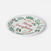 Holly Berry Pine Wreath Merry Alles Holiday Papieren Bordje (Gekanteld)