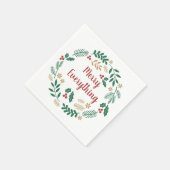 Holly Berry Pine Wreath Merry Alles Holiday Servet (Hoek)