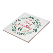 Holly Berry Pine Wreath Merry Alles Holiday Tegeltje (Zijkant)