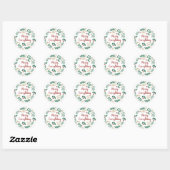 Holly Berry Pine Wreath Merry Everything Holiday C Ronde Sticker (Vel)