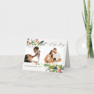 Holly Berry Pine Zeer prettige kerstfoto 2 Feestdagen Kaart