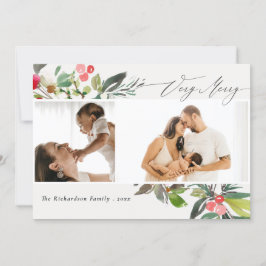 Holly Berry Pine Zeer prettige kerstfoto 2 Feestdagenkaart