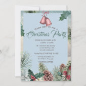 Holly Berry Pinecones Bell Company Kerstparty Kaart (Voorkant)