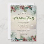 Holly Berry Pinecones Company Kerstparty Kaart (Voorkant)