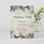 Holly Berry Pinecones Company Kerstparty Kaart (Staand voorkant)