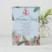 Holly Berry Pinecones, Deer Company Kerstparty Kaart (Staand voorkant)