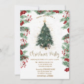 Holly Berry Poinsettia Kerstboom Sterren Kaart (Voorkant)