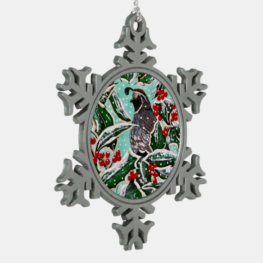 Holly Berry Quail Ornament (Links)