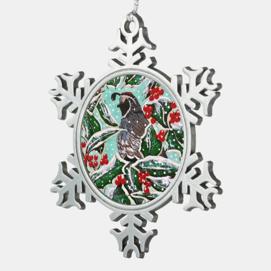 Holly Berry Quail Ornament (Rechts)