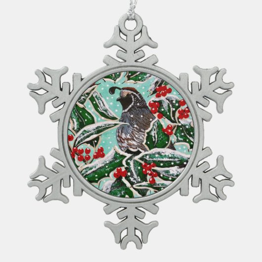 Holly Berry Quail Ornament (Voorkant)