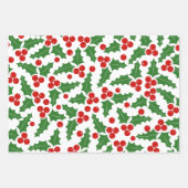 Holly berry, red, groene strepen kerst inpakpapier vel (Voorkant 2)