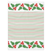 Holly berry, red, groene strepen kerst tafelkleed (Voorkant)