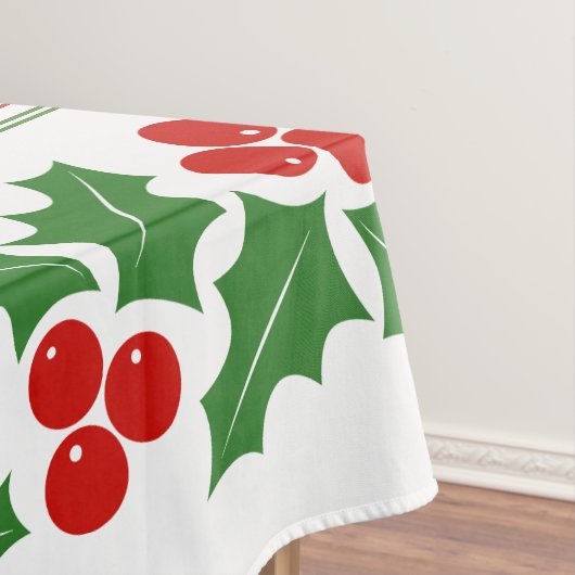 Holly berry, red, groene strepen kerst tafelkleed (Voorbeeld)