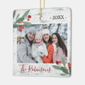 Holly Berry Rustic Birch PHOTO White Bark Keramisch Ornament (Links)